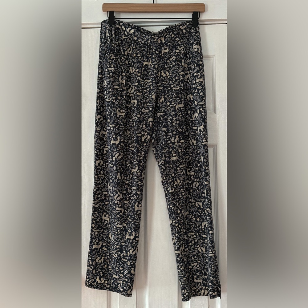 Kappahl Navy Cream Animal Print Pajama Pants Cotton Elastane Small Swedish‎ EUC